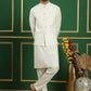 Embroidered and Sequin Nehru Jacket with Solid Kurta Pyjama ( ANMKPWC 592W 7011White )