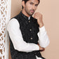 Men's Velvet Nehru Jacket With Solid Kurta Pyjama ( ANMKPWC 592W 7017Black )