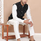 Men's Velvet Nehru Jacket With Solid Kurta Pyjama ( ANMKPWC 592W 7017Black )
