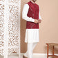 Men's Velvet Nehru Jacket With Solid Kurta Pyjama ( ANMKPWC 592W 7017Maroon )
