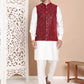 Men's Velvet Nehru Jacket With Solid Kurta Pyjama ( ANMKPWC 592W 7017Maroon )