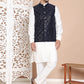 Men's Velvet Nehru Jacket With Solid Kurta Pyjama ( ANMKPWC 592W 7017Navy )