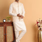 Men's Woven Design Nehru Jacket With Solid Kurta Pyjama ( ANMKPWC 592W 7018Peach )