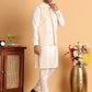 Men's Woven Design Nehru Jacket With Solid Kurta Pyjama ( ANMKPWC 592W 7018Peach )