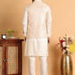 Men's Woven Design Nehru Jacket With Solid Kurta Pyjama ( ANMKPWC 592W 7018Peach )