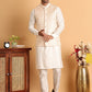 Men's Woven Design Nehru Jacket With Solid Kurta Pyjama ( ANMKPWC 592W 7018Peach )