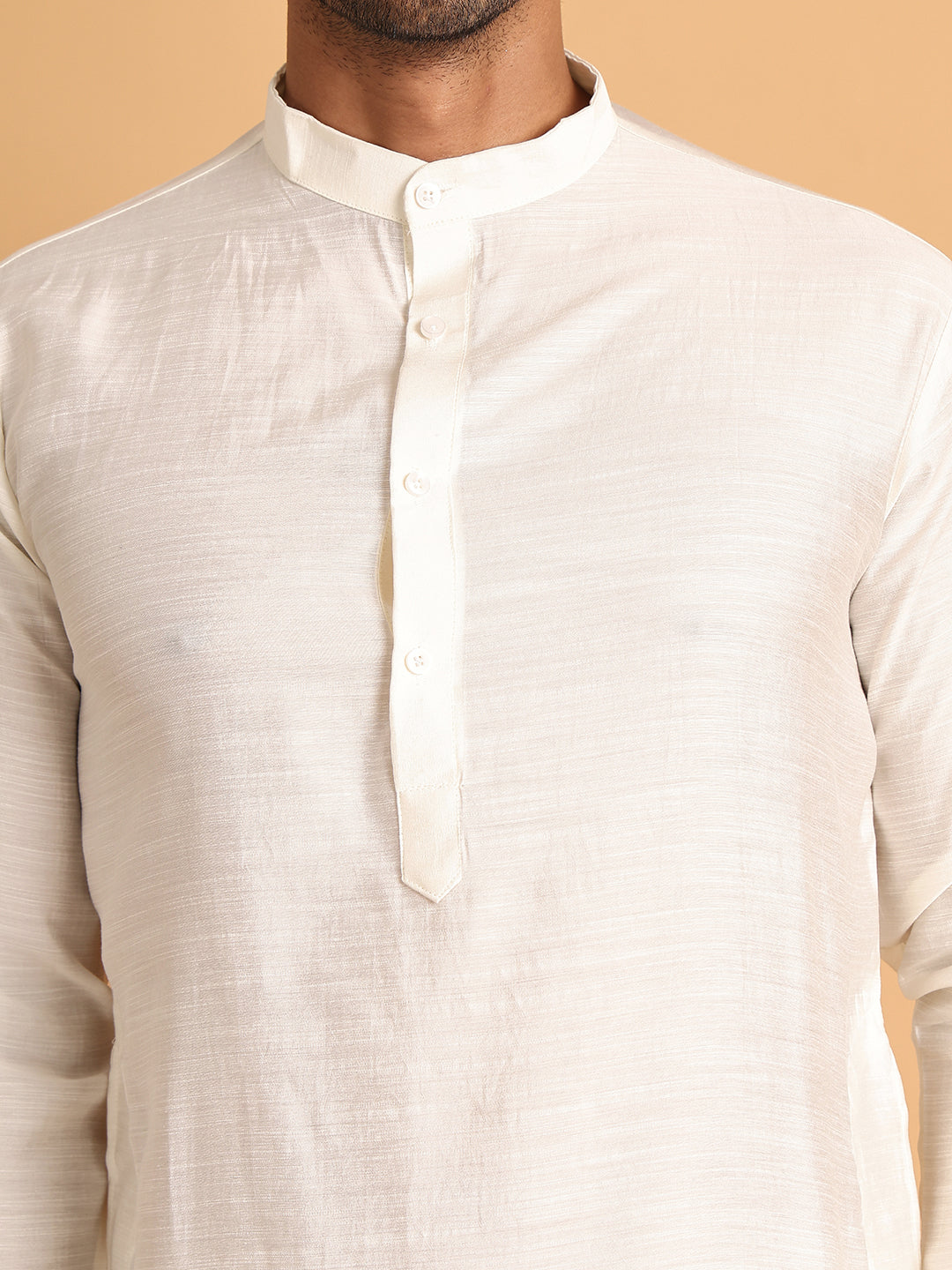 Men's Woven Design Nehru Jacket With Solid Kurta Pyjama ( ANMKPWC 592W 7018Peach )