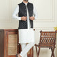 Embroidered Nehru Jacket With Solid Kurta Pyjama ( AANMKPWC 592W 7021Black  )