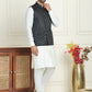 Embroidered Nehru Jacket With Solid Kurta Pyjama ( AANMKPWC 592W 7021Black  )