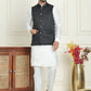 Embroidered Nehru Jacket With Solid Kurta Pyjama ( AANMKPWC 592W 7021Black  )