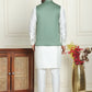 Embroidered Nehru Jacket With Solid Kurta Pyjama ( ANMKPWC 592W 7021Green  )