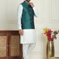 Men's Woven Design Nehru Jacket With Solid Kurta Pyjama ( ANMKPWC 592W 7023Green  )