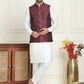 Men's Woven Design Nehru Jacket With Solid Kurta Pyjama ( ANMKPWC 592W 7023Maroon  )