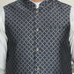Men's Woven Design Nehru Jacket With Solid Kurta Pyjama ( ANMKPWC 592W 7023Silver )