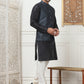 Woven Design Nehru Jacket With Solid Kurta Pyjama ( ANMKPWC 636B 7014Black )
