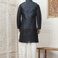 Woven Design Nehru Jacket With Solid Kurta Pyjama ( ANMKPWC 636B 7014Black )