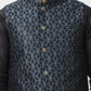 Woven Design Nehru Jacket With Solid Kurta Pyjama ( ANMKPWC 636B 7014Black )