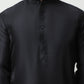 Woven Design Nehru Jacket With Solid Kurta Pyjama ( ANMKPWC 636B 7014Black )