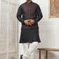 Woven Design Nehru Jacket With Solid Kurta Pyjama ( ANMKPWC 636B 7015Maroon )