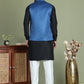 Men's Woven Design Nehru Jacket With Solid Kurta Pyjama ( ANMKPWC 592B 7019Blue )