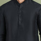 Men's Woven Design Nehru Jacket With Solid Kurta Pyjama ( ANMKPWC 592B 7019Blue )