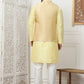 Woven Design Nehru Jacket With Solid Kurta Pyjama ( ANMKPWC 636L 7013Yellow )