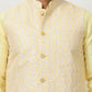 Woven Design Nehru Jacket With Solid Kurta Pyjama ( ANMKPWC 636L 7014Yellow )