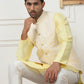 Woven Design Nehru Jacket With Solid Kurta Pyjama ( ANMKPWC 636L 7015Yellow )