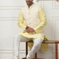 Woven Design Nehru Jacket With Solid Kurta Pyjama ( ANMKPWC 636L 7015Yellow )
