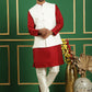 Embroidered and Sequin Nehru Jacket with Solid Kurta Pyjama ( ANMKPWC 636M 7011White )