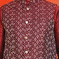 Men's Printed Nehru Jacket With Kurta Pyjama Set ( ANMKPWC 636M 7020Maroon )