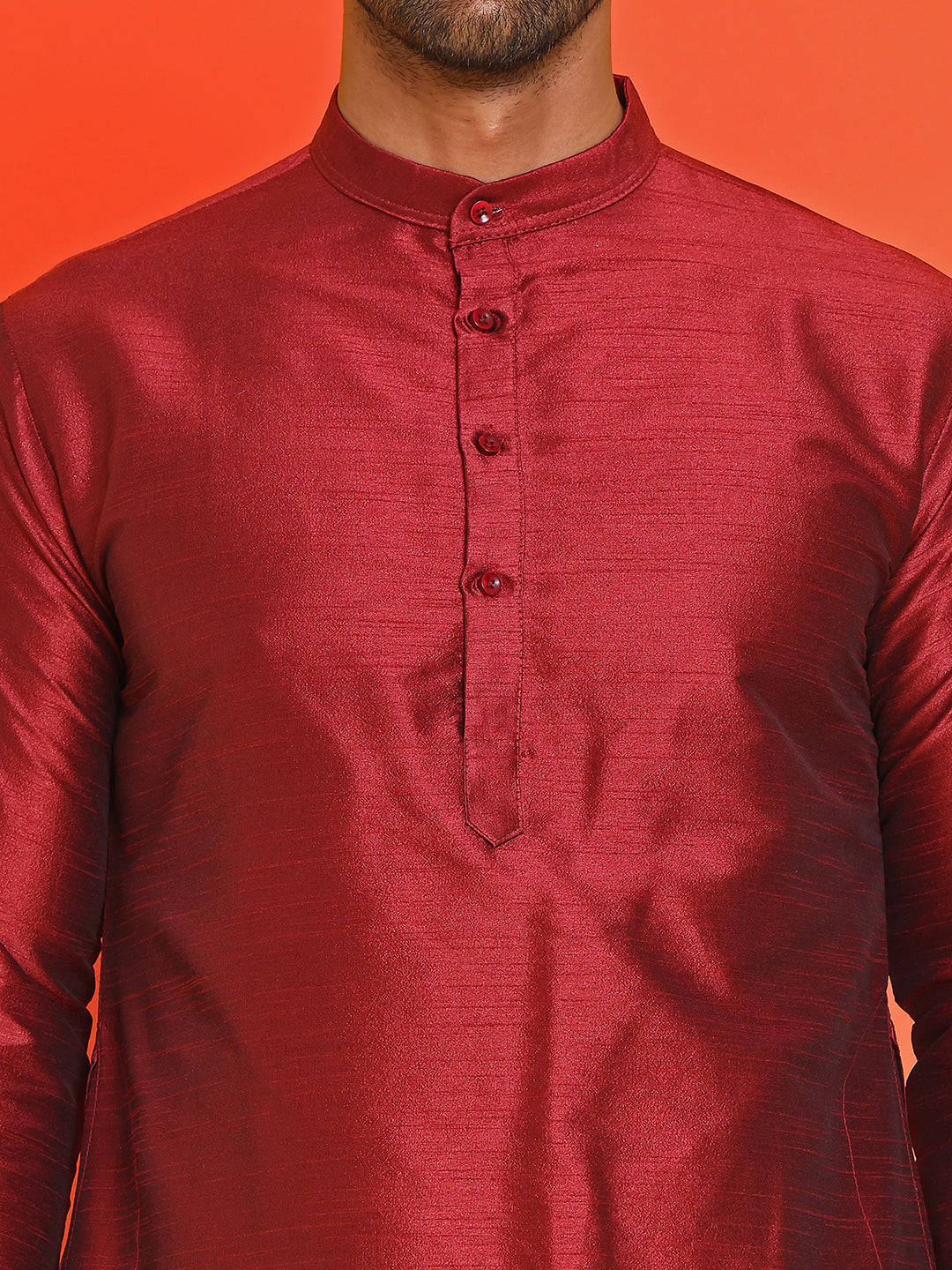 Men's Printed Nehru Jacket With Kurta Pyjama Set ( ANMKPWC 636M 7020Maroon )