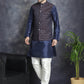 Embroidered Nehru Jacket With Solid Kurta Pyjama ( ANMKPWC 636N 7007Brown )