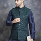 Embroidered Nehru Jacket With Solid Kurta Pyjama ( ANMKPWC 636N 7007Green )