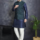 Embroidered Nehru Jacket With Solid Kurta Pyjama ( ANMKPWC 636N 7007Green )
