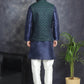 Embroidered Nehru Jacket With Solid Kurta Pyjama ( ANMKPWC 636N 7007Green )