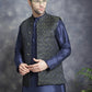 Embroidered Nehru Jacket With Solid Kurta Pyjama ( ANMKPWC 636N 7007Mehndi )