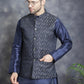 Embroidered Nehru Jacket With Solid Kurta Pyjama ( ANMKPWC 636N 7007Silver )