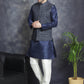 Embroidered Nehru Jacket With Solid Kurta Pyjama ( ANMKPWC 636N 7007Silver )