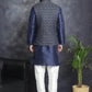 Embroidered Nehru Jacket With Solid Kurta Pyjama ( ANMKPWC 636N 7007Silver )
