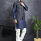 Embroidered Nehru Jacket With Solid Kurta Pyjama ( ANMKPWC 636N 7007Silver )