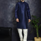 Sequins Printed Nehru Jacket with Solid Kurta Pyjama ( ANMKPWC 636N 7009Blue )