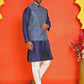Men's Printed Nehru Jacket With Kurta Pyjama Set ( ANMKPWC 636N 7020Blue )