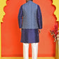 Men's Printed Nehru Jacket With Kurta Pyjama Set ( ANMKPWC 636N 7020Blue )