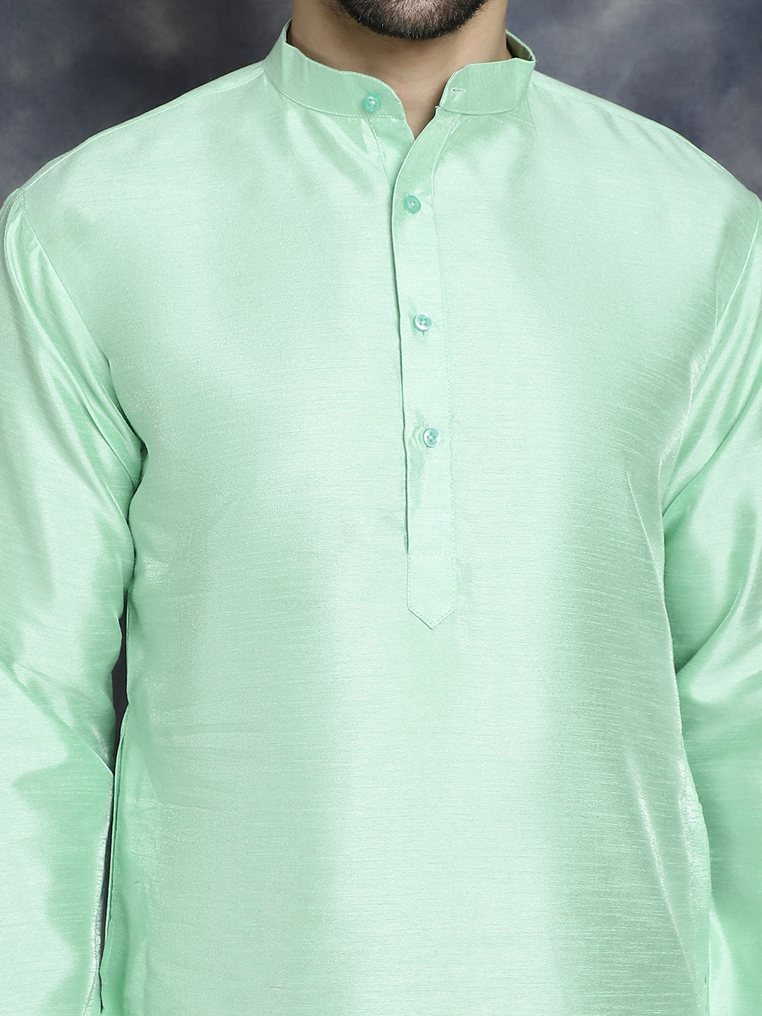 Sequins Printed Nehru Jacket with Solid Kurta Pyjama ( ANMKPWC 636P 7009Olive )