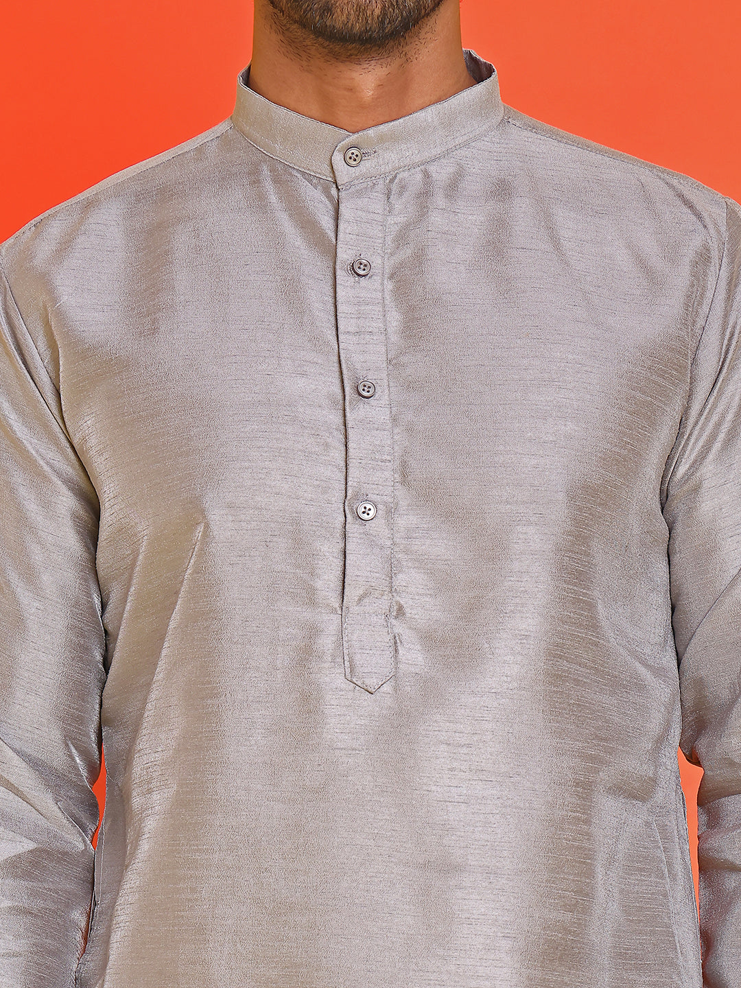 Men's Printed Nehru Jacket With Kurta Pyjama Set ( ANMKPWC 636S 7020Grey )