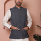 Embroidered and Sequin Nehru Jacket With Solid Kurta Pyjama ( ANMKPWC 636W 7004Grey )