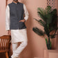 Embroidered and Sequin Nehru Jacket With Solid Kurta Pyjama ( ANMKPWC 636W 7004Grey )