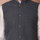 Embroidered and Sequin Nehru Jacket With Solid Kurta Pyjama ( ANMKPWC 636W 7004Grey )
