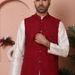 Embroidered and Sequin Nehru Jacket With Solid Kurta Pyjama ( ANMKPWC 636W 7004Maroon )